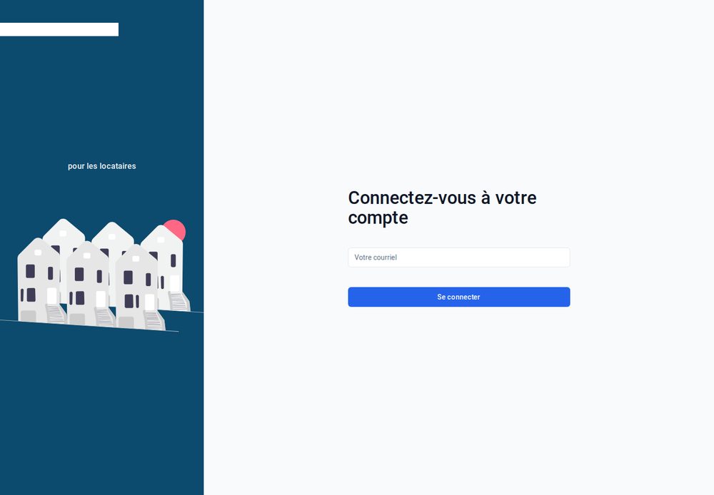 Écran de connexion de l'application du locataire